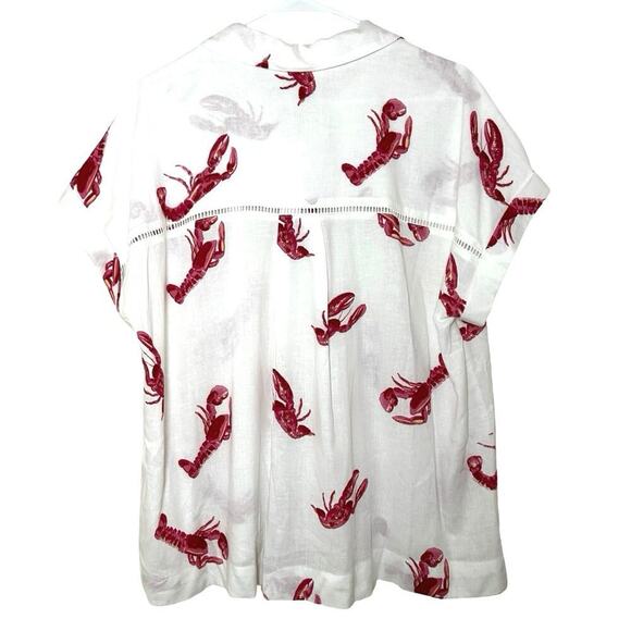 NWT Jane & Delancey Women’s Linen Blend Button Down Lobster Shirt Size Large - Picture 2 of 8